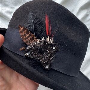 Stylish Black Fedora with Feather Accent